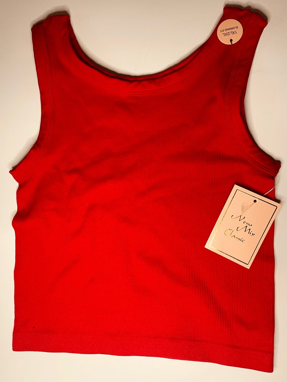 New Mix Red Ribbed Scoop Tank Top